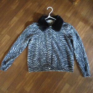 Lambswool/Angora Vintage Zebra print cardigan Small